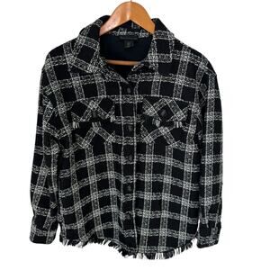 HOUSE OF HARLOW 1960 Jacket Womens S Black Plaid Tweed